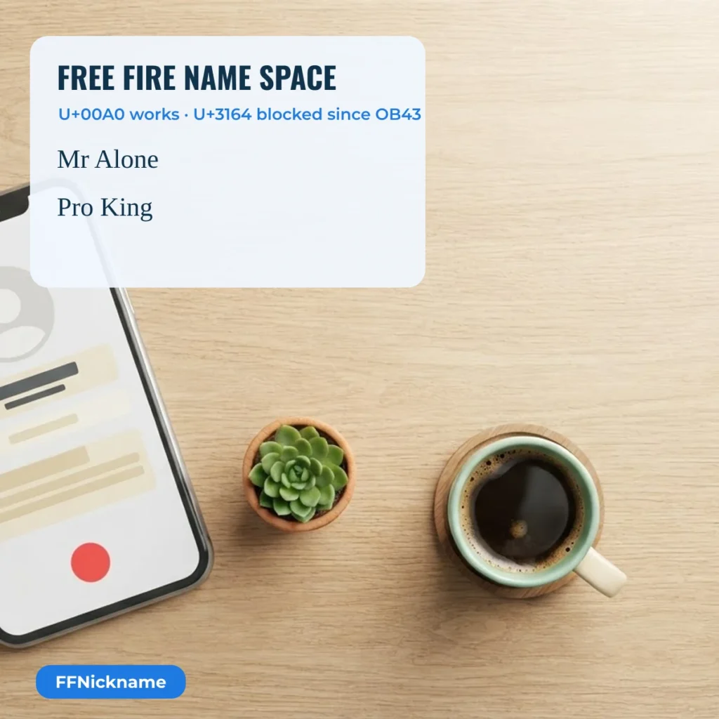 Free Fire Name Space by FFNickname